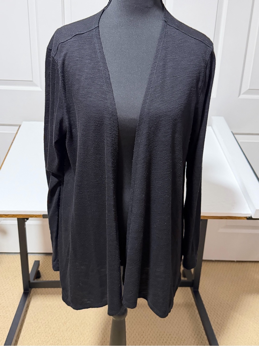 Simply Vera Vera Wang Black Open-Front Lightweight Asymmetrical Cardigan